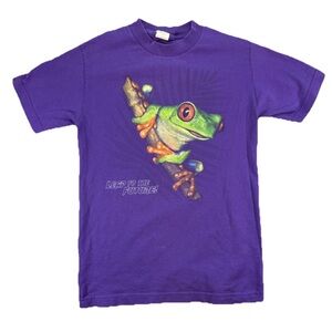 Vintage Leap to the Future Tree Frog T Shirt Adult Small Purple Animals Y2K